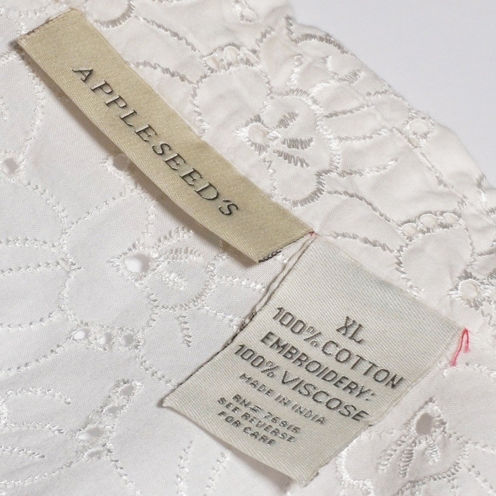 Romantic White 100% Cotton Eyelet Button-Down Top Feminine Luxe Plus Size 2X XXL - Picture 5 of 6